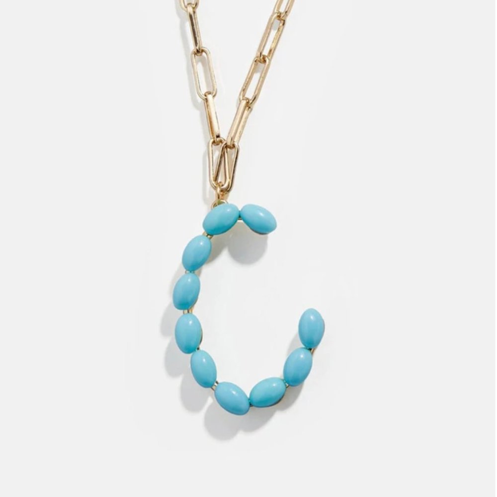 Blue Letter "C" Initial Paper Clip Name Necklace
